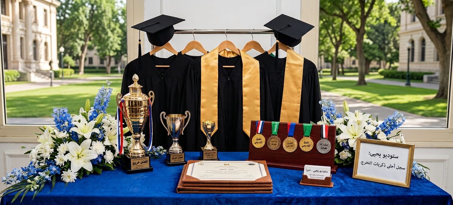 Graduation attire, trophies and certificates — Yahya Digital Studio