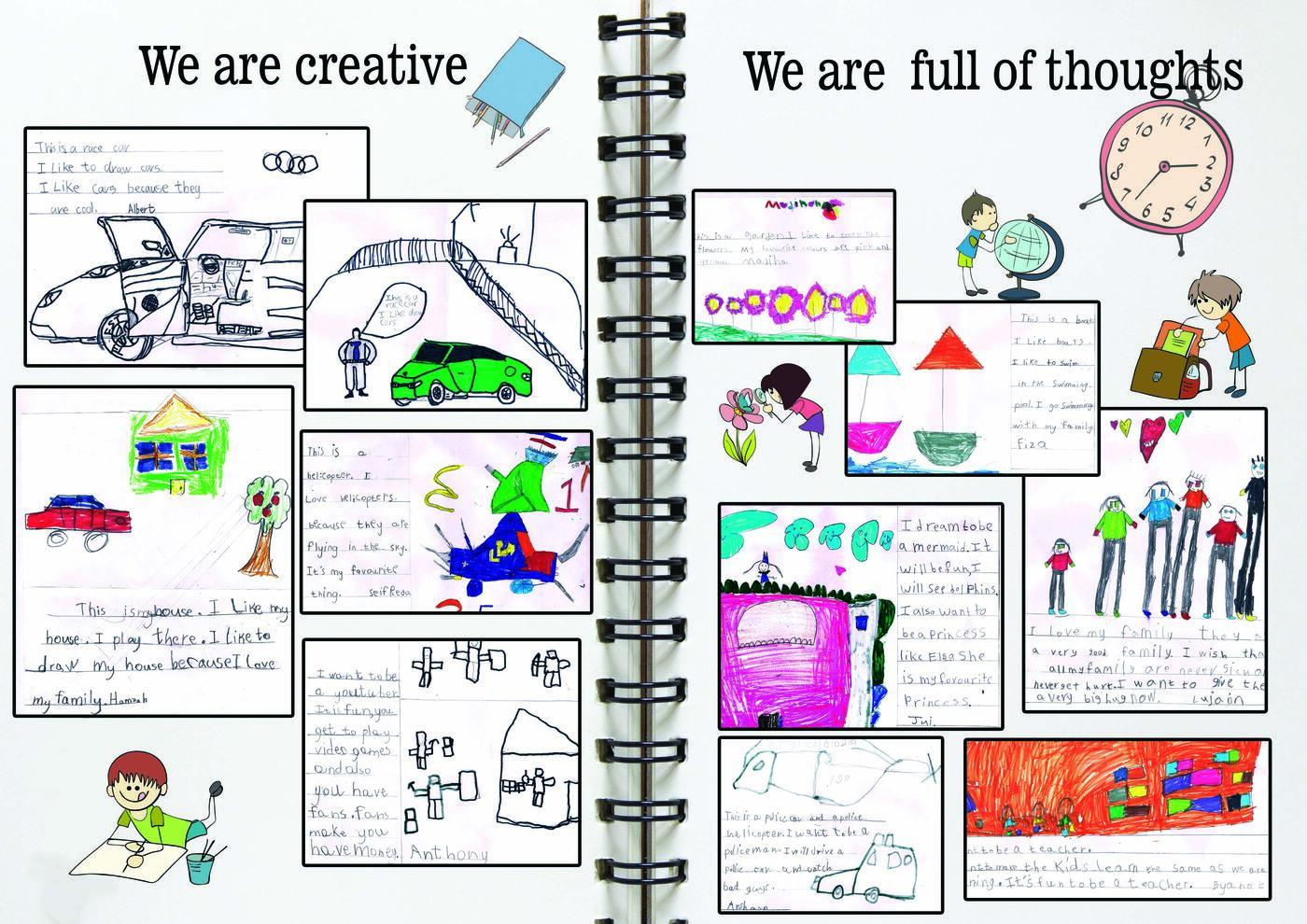 Yearbook page — student artwork