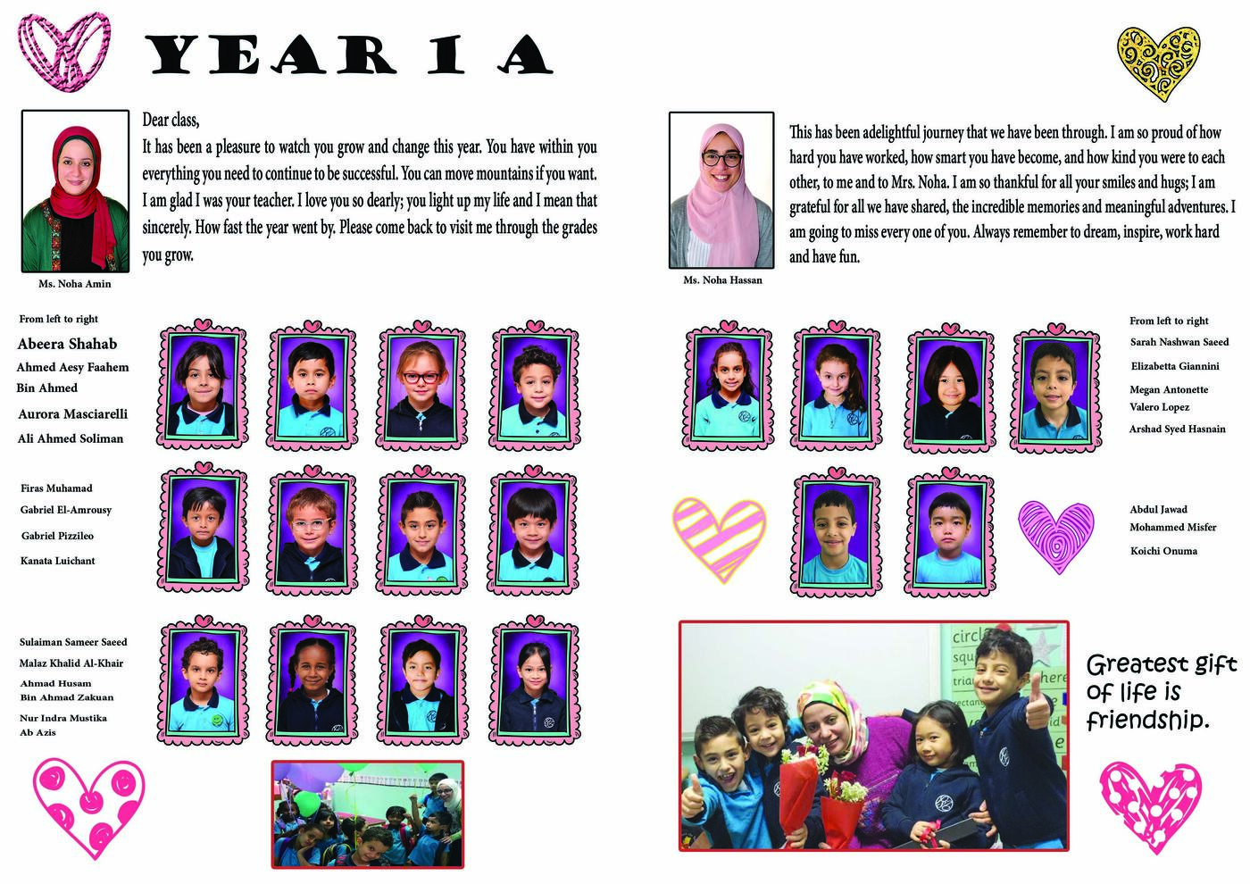 Yearbook page — learning moments